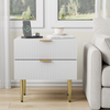 Nachttisch Modern mit Schubladen,Beistelltisch mit Gold Griffen,Holz Nachttisch,2 Schubladen,Rillen Design,Weiß Bild 2