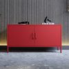 Jan Nowak TV Schrank, Fernsehschrank Metall - ROSA | TV Board Glitzernd für Wohnzimmer, Schlafzimmer | Industrial Loft Stil | Fernsehtisch mit Türen und Stauraum | 115 x 59,5 x 40 cm | Rot Bild 2