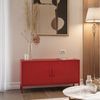 Jan Nowak TV Schrank, Fernsehschrank Metall - ROSA | TV Board Glitzernd für Wohnzimmer, Schlafzimmer | Industrial Loft Stil | Fernsehtisch mit Türen und Stauraum | 115 x 59,5 x 40 cm | Rot Bild 4