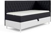 MEBLINI Kinderbett mit Bettkasten FILIPPO 3 80x200 Rechts – H3/Schwarz Samt Gepolstert Einzelbett mit Matratze - Polsterbett mit Stauraum - Bett mit Kopfteil – Stauraumbett Bild 1