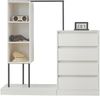 Schubladenschrank mit Kleiderstange, Sideboard, Weiß + Schwarz, B140 x T40 x H135 cm Bild 4