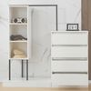 Schubladenschrank mit Kleiderstange, Sideboard, Weiß + Schwarz, B140 x T40 x H135 cm Bild 3