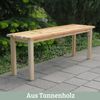 Gartenbank wetterfest Holz LYDIA - 3 Sitzer, Ohne Lehne, 118cm | Sitzbank Garten Massivholz Holzbank Outdoor | Natur Bild 3