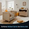 KHG Kinderbett hell-braun modern Eiche-Optik, Babybett aus Holzwerkstoff Rattan-Optik, höhenverstellbar, Liegefläche 140x70 cm Gestell aus Massivholz - 143 x 84 x 76 cm (B/H/T) Bild 2