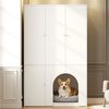 STILVORA Kleiderschrank 3-türiger Kleiderschrank Aufbewahrungsschrank mit Kleiderstange (Kleiderschrank 3-türig, mit Haustierbereich, Stange, Fächer, Holzwerkstoff, stabil, Kippschutz, 120×50×200cm, mehrzonig) für Schlafzimmer, Wohnzimmer, kleine Räume Bild 4