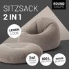 Lumaland 'Interior Line' 2-in-1 Sitzsack, Runder Komfort für drinnen, 300l, 120 x 80 x 75 cm, Hellgrau Bild 2