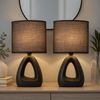 2er Set Tischleuchte, Keramik Textil, schwarz, H 30 cm Bild 2