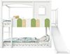 Etagenbett Kinderbett 90*200 cm Hausf?rmiger Rahmen Mit Fenstern, Unregelm??iges Mehrfarbiges Gel?nderdesign, Mit Rutsche und Sicherheitsleiter, Hochbett, Wei? Bild 4