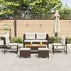 vidaXL Gartensofa-set mit Kissen 6 pcs Braun und Creme Poly-Rattan 4104701 Bild 3