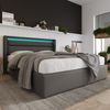 Merax Hydraulisch Stauraumbett mit LED-Beleuchtungsleiste, Doppelbett Polsterbett 140x200cm, Funktionsbett, Grau (Mit Matratze), grau Bild 3