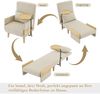 Merax 3-in-1-Umbausessel mit Schlaffunktion,mit Holztablett, gepolsterter Klappsessel, Polstersitz, Loungesessel, Einzelbett, Beige Bild 5
