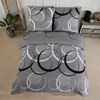 Buymax Bettwäsche Wave, Bettgarnitur, Bettbezug Set, Renforcé: 100% Baumwolle, 3 teilig, mit Reißverschluss, gemustert, Kreise, Grau, Schwarz, 200x200 cm Bild 2