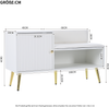 Kommode B100/T38/H58 cm mit Stauraum, Kunstleder-Polsterung und Metallbeinen in Weiß-Gold Bild 3