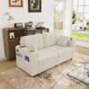 2-Sitzer-Sofa aus Chenille mit USB-Anschlüssen, Getränkehaltern und Stauraum, 172 x 75 x 82 cm, beige Bild 3
