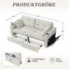 2-Sitzer-Sofa aus Chenille mit USB-Anschlüssen, Getränkehaltern und Stauraum, 172 x 75 x 82 cm, beige Bild 4