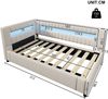 Daybett Leinen mit LED-Lichtleiste & Stauraum, 90x200 cm, Beige, ohne Matratze Bild 5