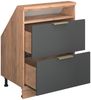 Küchenschrank für Dachschrägen R-Line Anthrazit-Gold/Goldkraft Eiche 60 cm mit 2 Schubladen Vicco Bild 3
