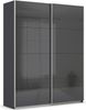 rauch Quadra, Kleiderschrank, Schiebetürenschrank, 2-türig, mit Glasfront, mit 2 Kleiderstangen und 4 Einlegeböden, Farbe Grau metallic/Glas Basalt, BxHxT 181x229x62cm Bild 3