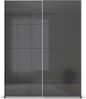 rauch Quadra, Kleiderschrank, Schiebetürenschrank, 2-türig, mit Glasfront, mit 2 Kleiderstangen und 4 Einlegeböden, Farbe Grau metallic/Glas Basalt, BxHxT 181x229x62cm Bild 2