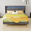 Modern Minimalist Upholstered Bed with Soft LED-Integrated Headboard, 160x200 cm, Grey, Multifunctional Bedroom Furniture, Low-Profile Non-Storage Base (Without Gas Lift), Mattress Not Included. Bild 2