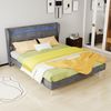 Modern Minimalist Upholstered Bed with Soft LED-Integrated Headboard, 160x200 cm, Grey, Multifunctional Bedroom Furniture, Low-Profile Non-Storage Base (Without Gas Lift), Mattress Not Included. Bild 5