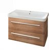 LANZET K8 Waschbecken mit Unterschrank 80 cm breit, Braun hell, Waschbecken Keramik Weiß Bild 1