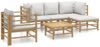 vidaXL 6-tlg. Garten-Lounge-Set mit Hellgrauen Kissen Bambus 3155083 Bild 2