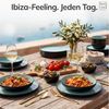 Steingut Geschirrset 4 Personen Ibiza 12 tlg. TESTSIEGER, Traumhaftes Mediterranes Steingut Geschirr Set, Schüssel- und Teller Set, Tafelservice 4 Personen, Geschirrsets Pure Living in Salbeigrün Bild 2