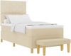 vidaXL Boxspringbett mit Kissen mit Kopfteil Creme 200 x 100 cm Stoff 3344357 Bild 2