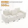 Flieks 3-Sitzer Schlafsofa 213 cm mit verstellbarer Sitztiefe, Chenille-Stoff Couch mit Schlaffunktion, 3-in-1 Modulsofa, Beige Bild 4
