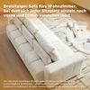Flieks 3-Sitzer Schlafsofa 213 cm mit verstellbarer Sitztiefe, Chenille-Stoff Couch mit Schlaffunktion, 3-in-1 Modulsofa, Beige Bild 5
