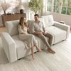 Flieks 3-Sitzer Schlafsofa 213 cm mit verstellbarer Sitztiefe, Chenille-Stoff Couch mit Schlaffunktion, 3-in-1 Modulsofa, Beige Bild 2