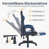 360°-Drehbare Ergonomische Rennsport-Design-Gaming-Stuhl Leder Hochlehnsbürostuhl,Höhenverstellbarer Arbeitsstuhl mit Fußstütze Kopfstütze und Lendenstütze für Büro und Gaming,Leder,Schwarz&Blau, Bild 3