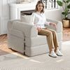 Schlafsofa mit Armlehnenfach & Stahlrahmen, umwandelbar Einzelsitz Sofa Bett mit rutschfester Unterlage,khaki Bild 2