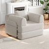 Schlafsofa mit Armlehnenfach & Stahlrahmen, umwandelbar Einzelsitz Sofa Bett mit rutschfester Unterlage,khaki Bild 3