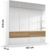 rauch Kleiderschrank; Drehtürenschrank WINNIPEG, 4-türig, 4 Spiegeltüren, 4 Schubkästen, Hochglanz alpinweiß/Eiche Halifax, 181x210x56xcm Bild 4