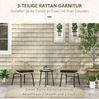 Rattan-Gartenset 3-tlg. mit Tisch Ø40x45 cm und 2 Stühlen – Gelb, mit gepolsterten Kissen Bild 2