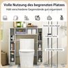 Toilettenschrank mit 2 Offenen Fächern & 4 Verstellbaren Regalen Bad Überbauschrank Weiß Bild 3