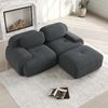 Flieks Modulares Cord Sofa 2-Sitzer mit 1x Hocker, Cloud Sofa rahmenlos, bodennah mit tiefer Sitzfläche, weich & bequem, rutschfest, Grau Bild 3