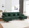 U-Sofa, Samt mit LED-Beleuchtung & USB-Anschluss, 265x135x88 cm, Smaragdgrün Bild 5
