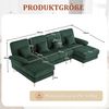 U-Sofa, Samt mit LED-Beleuchtung & USB-Anschluss, 265x135x88 cm, Smaragdgrün Bild 4