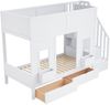 Etagenbett für Kinder mit Stauraumtreppe und Schubladen, 90 x 200 Großes Hochbett mit Fenstern und Staukästen, Holzgestell mit Sicherheitsgeländer, Platzsparendes Kinderbett für Jungen und Mädchen Bild 4