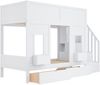 Etagenbett für Kinder mit Stauraumtreppe und Schubladen, 90 x 200 Großes Hochbett mit Fenstern und Staukästen, Holzgestell mit Sicherheitsgeländer, Platzsparendes Kinderbett für Jungen und Mädchen Bild 5