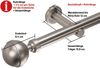 Deco-Raum® Gardinenstange 1-lauf 25mm Kugel | Länge: 190cm | Material: Metall | Farbe: Edelstahl-optik Bild 2