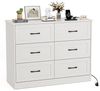 FiveWillowise Sideboard Kommode mit Steckdosen, 6 Schubladen, 2 USB & 2 AC-Anschlüssen (1 St), Kommodenschrank aus Holz, 106 x 81,5 x 39 cm, Weiß Bild 3