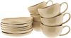 Wave Biscuit Kaffeetassen mit Untertellern - 12-teiliges-Set in Beige, 215 ml Bild 2