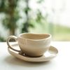 Wave Biscuit Kaffeetassen mit Untertellern - 12-teiliges-Set in Beige, 215 ml Bild 3