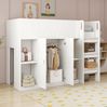 Bett 90x200 cm Hochbett mit Stauraum und Schrank – platzsparendes Kinderhochbett in Weiß/Grau Bild 5