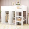 Bett 90x200 cm Hochbett mit Stauraum und Schrank – platzsparendes Kinderhochbett in Weiß/Grau Bild 4