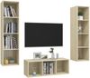 vidaXL 3-tlg. TV-Schrank-Set Sonoma-Eiche Spanplatte [3079757] Bild 3